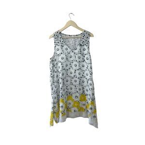 Rene Derhy Medium Sleeveless Tunic Dress Flowy Floral Cotton Womens READ****